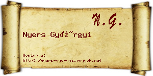 Nyers Györgyi névjegykártya