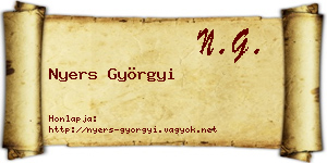 Nyers Györgyi névjegykártya